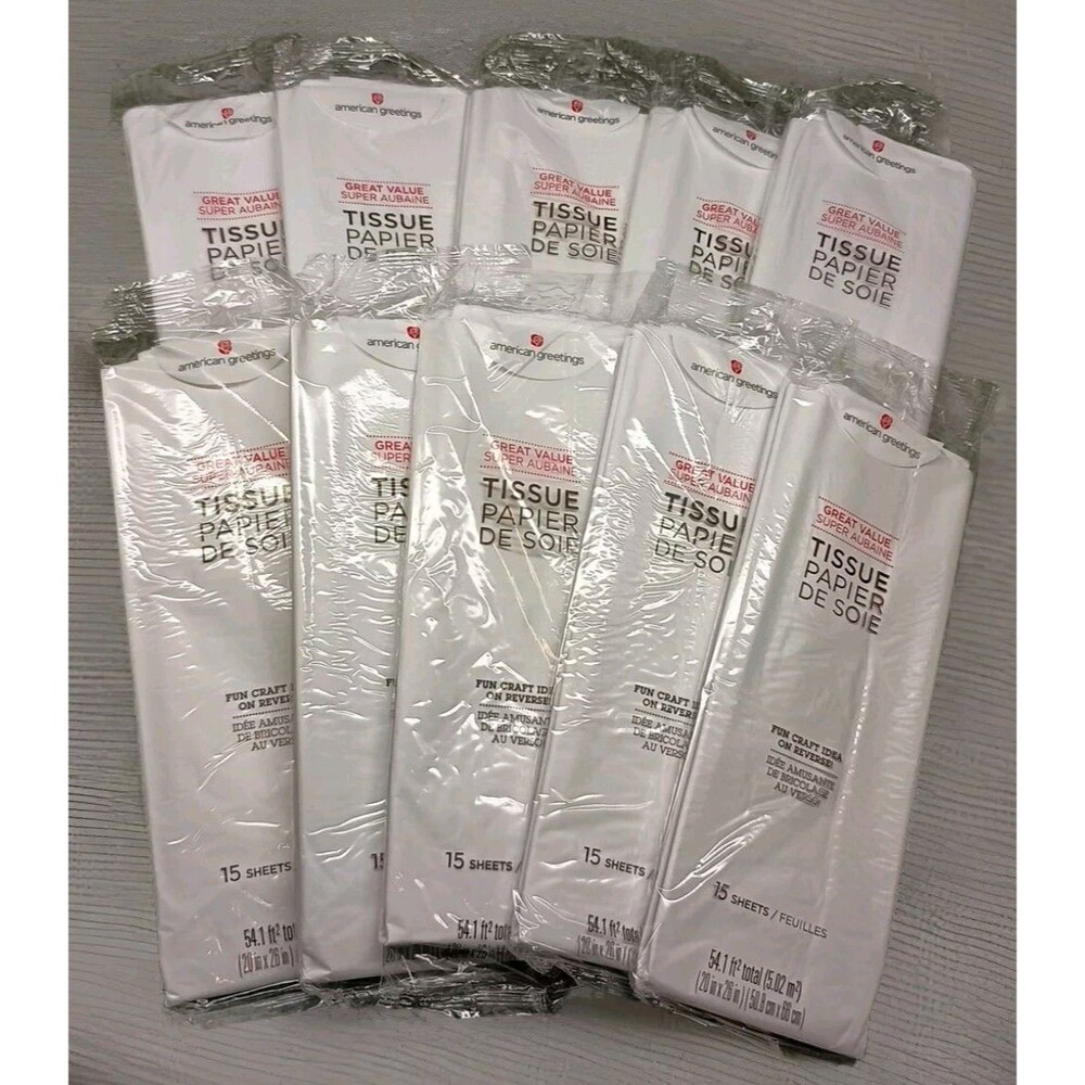 American Greetings White Tissue Paper   15 Sheets (Lot Of 10)